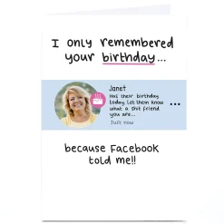 Card Factory Photo Blue Kiwi Birthday Card - Because Facebook Told Me!