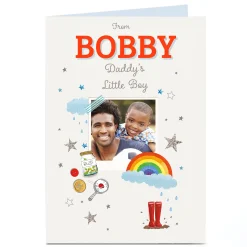 New Photo Card - Daddy's Little Boy, Wellies and Rainbows For Dad|Father's Day