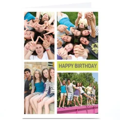 Card Factory Photo Card - Happy Birthday 4 Photos Any Message