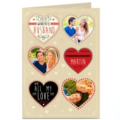 Card Factory Photo Card - Hearts, Husband All My Love