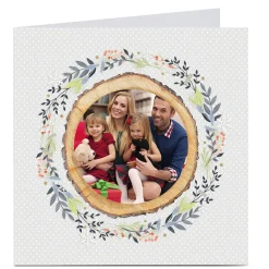 Hot Photo Card - Leaves And Log Border Any Occasion|Anniversary