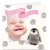 Card Factory Photo Card New Baby - Pink Penguin