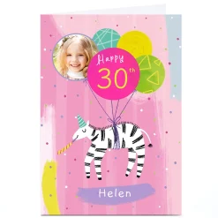 Online Photo Chloe Fae Everyday Birthday Card - Zebra, Editable Age Kids For Wife|30Th Birthday