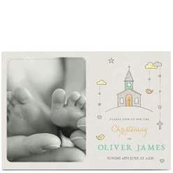 Hot Photo Christening Invitation - Pastel Church Invitations|Christening Party