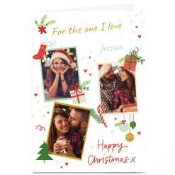 Card Factory Photo Christmas Card - 3 Photos Happy Christmas Illustrations, One I Love