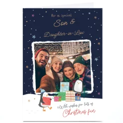 Card Factory Photo Christmas Card - Christmas Fun Photo Frame, Son and Daughter in Law