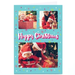 Card Factory Photo Christmas Card - Confetti & snowflakes