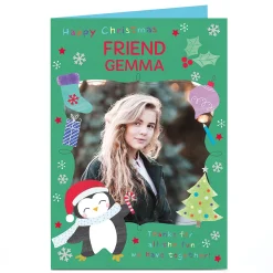 Discount Photo Christmas Card - Cute Penguin, Friend Christmas|Photo