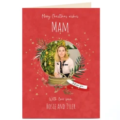 Card Factory Photo Christmas Card - Festive Snowglobe, Mam