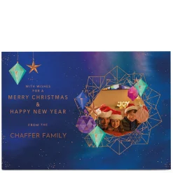 Card Factory Photo Christmas Card - Geometric Baubles