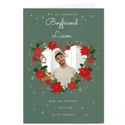 Photo Christmas Card - Heart Wreath, Wonderful Boyfriend Christmas|Photo