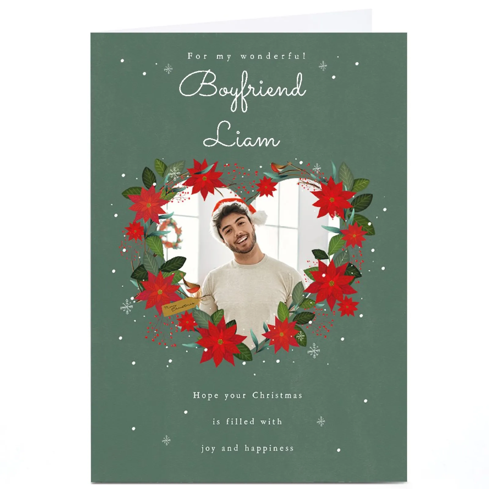 Photo Christmas Card - Heart Wreath, Wonderful Boyfriend Christmas|Photo