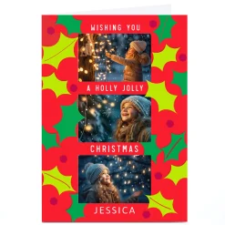 New Photo Christmas Card - Holly Jolly Christmas, Any Name Christmas|Photo