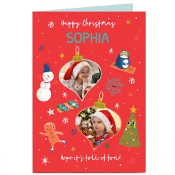 Card Factory Photo Christmas Card - Hope it's Full of Fun Baubles, Any Name