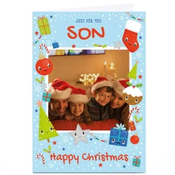 Card Factory Photo Christmas Card - Just For You, Blue