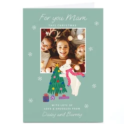 Card Factory Photo Christmas Card - Love and Snuggles Polar Bear, Mam