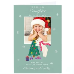 Card Factory Photo Christmas Card - Love and Snuggles Polar Bear, Daughter