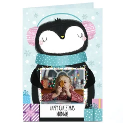 Card Factory Photo Christmas Card - Penguin Polaroid