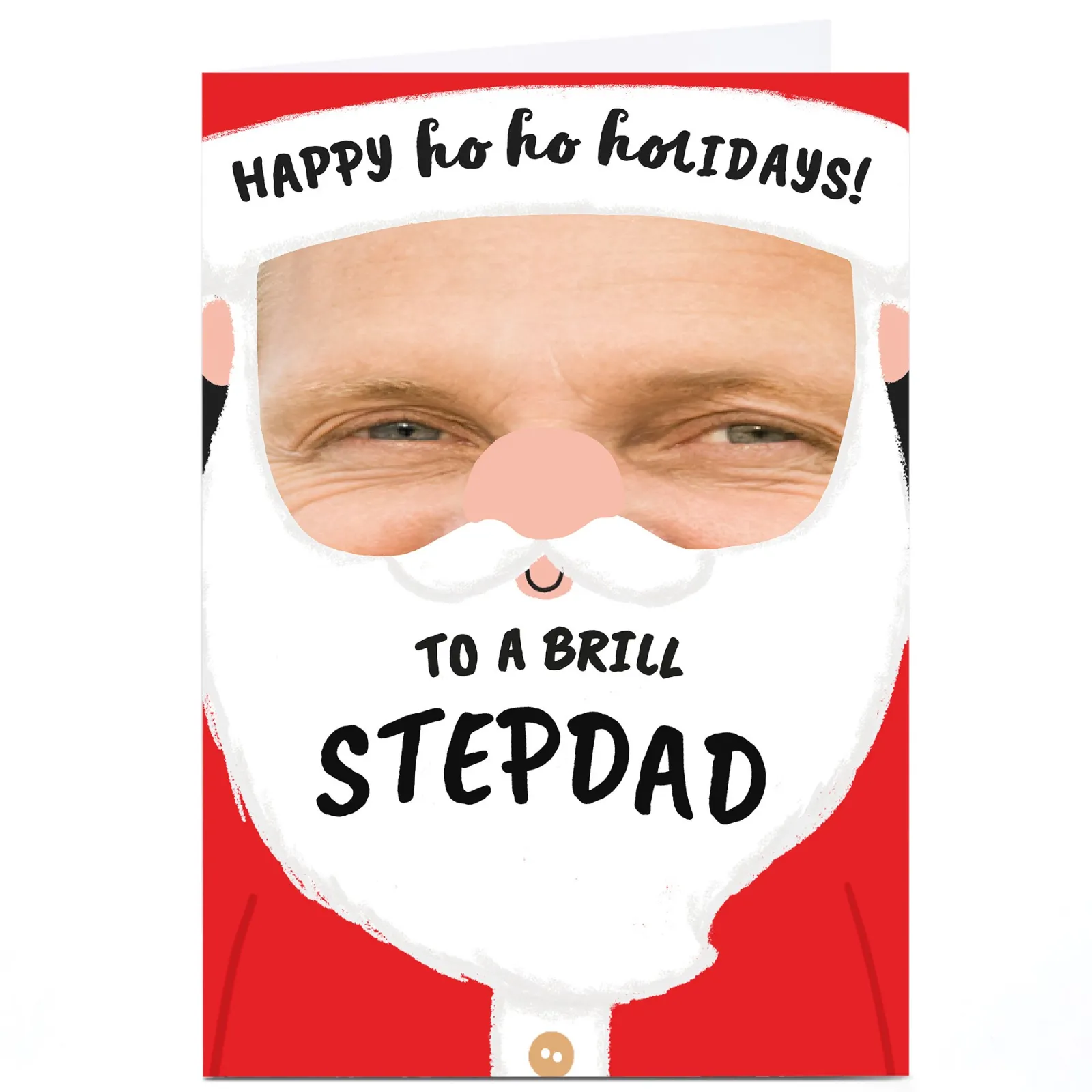 Photo Christmas Card - Santa Face, Stepdad Christmas|Photo