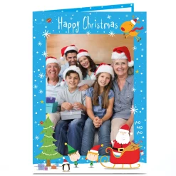 New Photo Christmas Card - Santa, Elves And Rudolf Christmas|Photo