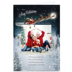Online Photo Christmas Card - Santa's Sleigh over Snowy Town, Any Name Christmas|Photo
