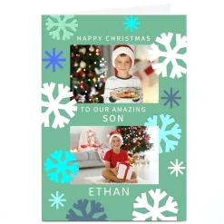 Card Factory Photo Christmas Card - Snowflakes, Our Amazing Son