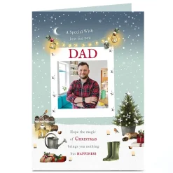 Card Factory Photo Christmas Card - Snowy Garden Tools, Dad