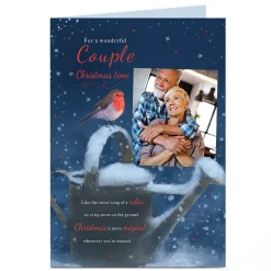 Card Factory Photo Christmas Card - Traditional Robin, Wonderful Couple
