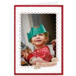 Online Photo Christmas Card - White And Red Snowflakes Christmas|Photo