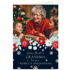 Card Factory Photo Christmas Card - Winter Flowers, Grandma
