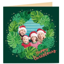 Card Factory Photo Christmas Card - Wreath Of Leaves