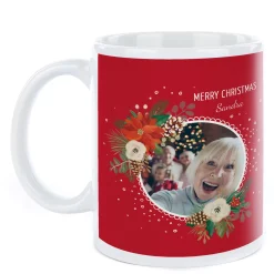 Kids Card Factory Photo Christmas Mug - Merry Christmas Flowers