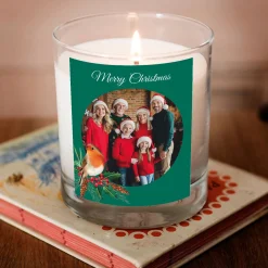 Card Factory Photo Christmas Pomegranate & Cashmere Scented Candle - Christmas Robin