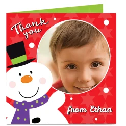 Best Photo Christmas Thank You Card - Red Snowman Thank You|Christmas