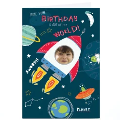 Kids Card Factory Photo Cory Reid Birthday Card - Out of This World Rocketship