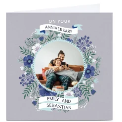 Card Factory Photo Dalia Clark Anniversary Card - Floral Frame