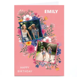 Card Factory Photo Dalia Clark Birthday Card Card - Floral Frames Pink