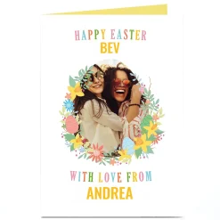 Card Factory Photo Easter Card - Floral Egg Frame