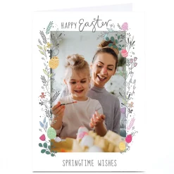Sale Photo Easter Card - Happy Easter Floral Frame Photo