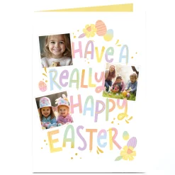Card Factory Photo Easter Card - Pastel Eggs Have A Really Happy Easter