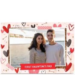 Hot Photo First Valentine's Day Card - Painted Hearts Photo