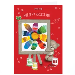 Sale Photo Hugs Bear Christmas Card - Nursery Assistant Christmas|Photo