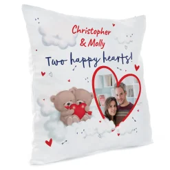 Hot Photo Hugs Cushion - Two Happy Hearts Personalised Cushions|Photo Gifts