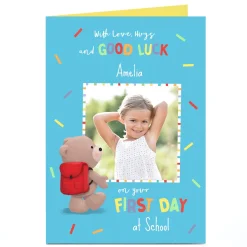 Card Factory Photo Hugs Good Luck Card - First Day