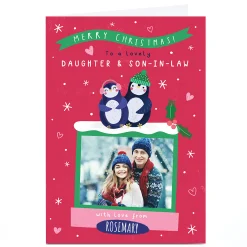 Best Photo Jess Moorhouse Christmas Card - Penguin Couple, Daughter & Son in Law Christmas|Photo