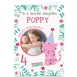 New Photo Juniper & Rose Birthday Card - Pink Tiger, Editable Age Kids For Granddaughter|For Daughter