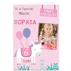 Outlet Photo Juniper & Rose Birthday Card - Unicorn, Editable Age Kids For Niece|For Granddaughter