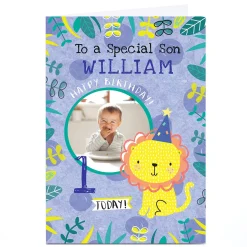 Outlet Photo Juniper & Rose Birthday Card - Blue Lion, Editable Age Kids For Son|For Niece
