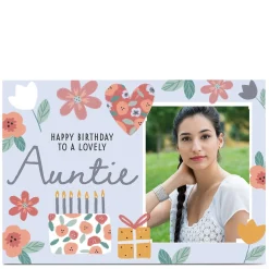 Card Factory Photo Juniper & Rose Birthday Card - Auntie