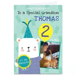 Outlet Photo Juniper & Rose Birthday Card - Polar Bear, Editable Age Kids For Grandson|Grandson